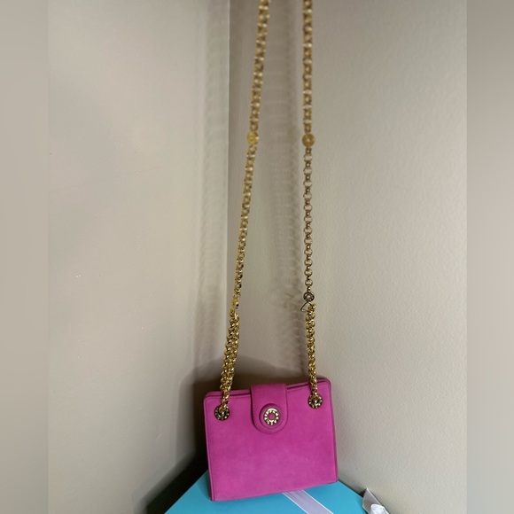 SOLD!Tiffany & Co. Suede Crossbody w/ Gold Chain- Rare & Vintage - Picture 5 of 14